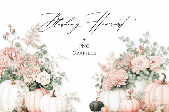 Blushing HarvestPastel Fall Clipart: Elegant Design Assets