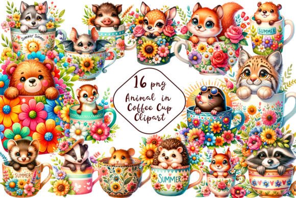 Charming Forest Animals for Coffee Cup Clipart: Design Inspiration