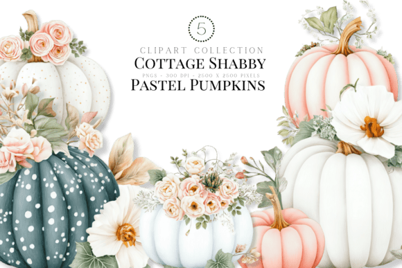 Cottage Shabby Pastel Pumpkins: Soft Fall Design Elements