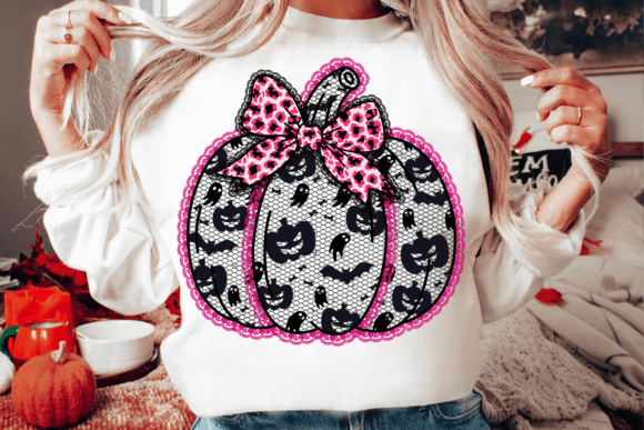 Elevate Autumn Designs with Lace Pumpkin Coquette PNG