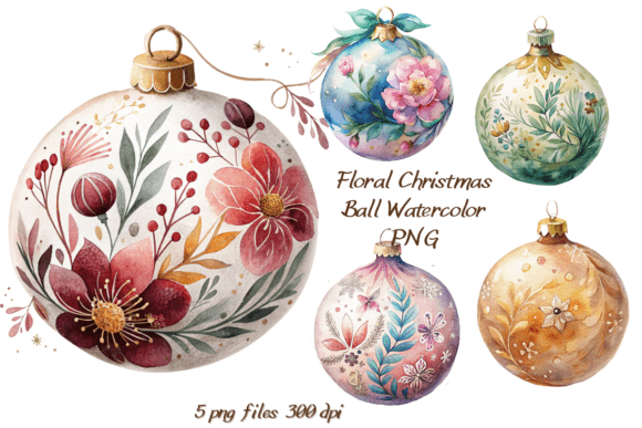 Elevate Holiday Designs with Hand-Painted Watercolor Baubles