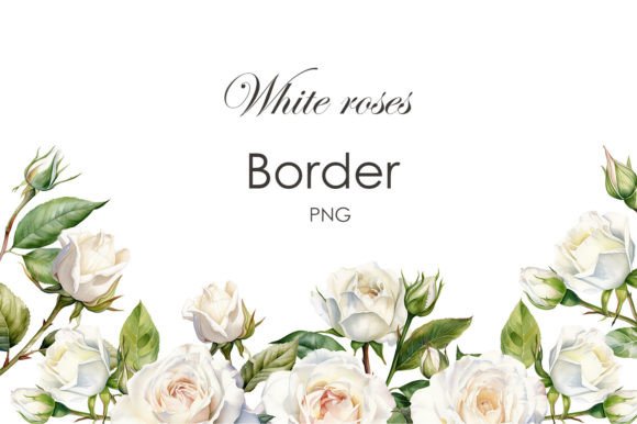 Elevate Your Designs with a Delicate White Rose Border