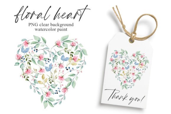 Floral Heart Watercolor Design: A Versatile PNG Asset