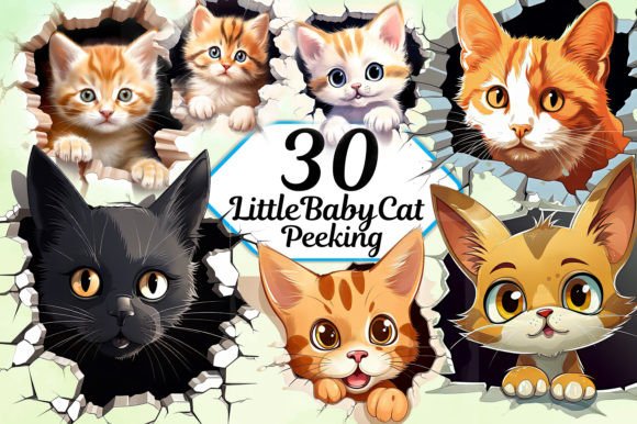 Little Baby Cat Peeking Clipart PNG: A Design Asset for Playful Branding