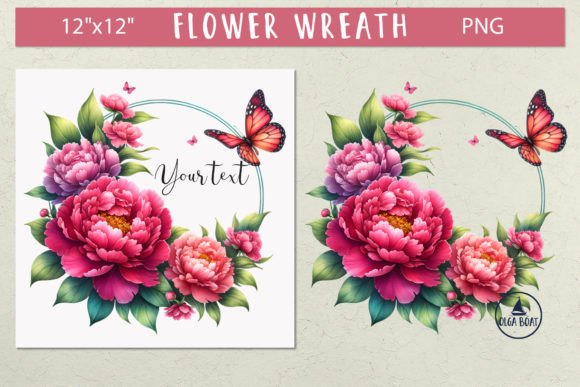 Peony Wreath PNG: A Watercolor Floral Frame for Designers