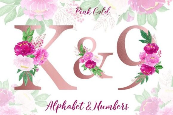 Rose Gold Floral Alphabet with Peonies: Elevate Your Designs