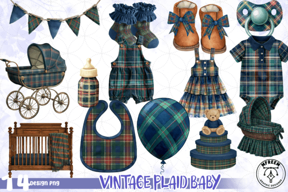 Vintage Plaid Baby PNG: A Timeless Design Asset