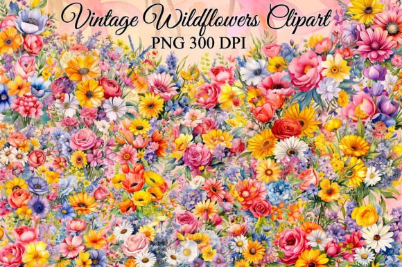 Vintage Wildflowers Watercolor Clipart: A Designer's Botanical Resource