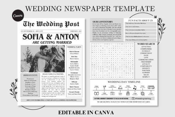 Wedding Newspaper Program Newlywed News: A Design Asset for Modern Nuptials