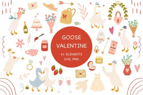 Whimsical Goose Valentine SVG Clipart for Creative Design